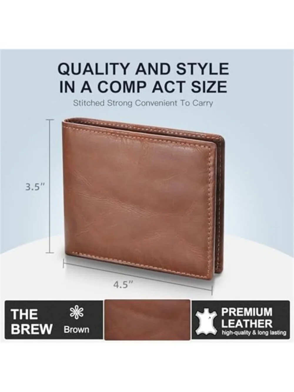Men's Vintage Top Grain Leather Wallet Slim RFID Blocking Bifold